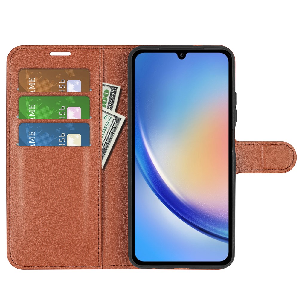 Samsung Galaxy A35 5G Fodral Läder Litchi Brun