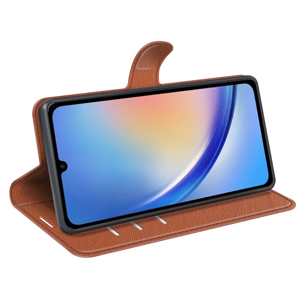  Samsung Galaxy A35 5G Fodral Läder Litchi Brun