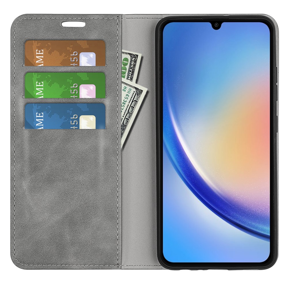  Samsung Galaxy A35 5G Fodral Flip Skin Touch Grå