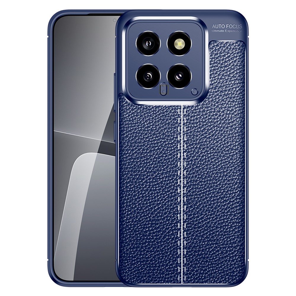  Xiaomi 14 Skal Litchi Läder Textur Blå
