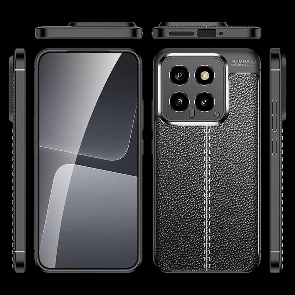  Xiaomi 14 Skal Litchi Läder Textur Blå