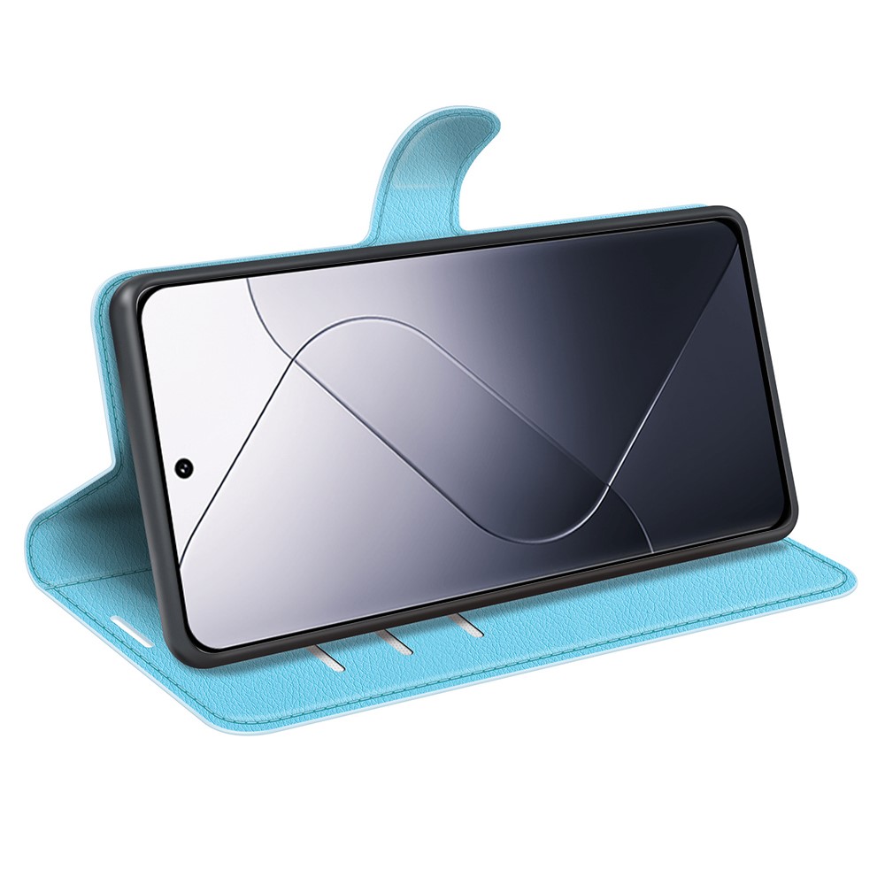  Xiaomi 14 Fodral Litchi Läder Ljus Blå