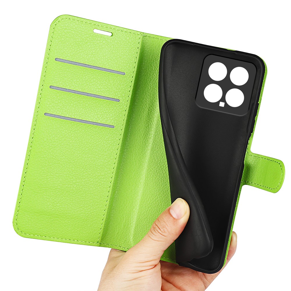  Xiaomi 14 Fodral Litchi Läder Grön