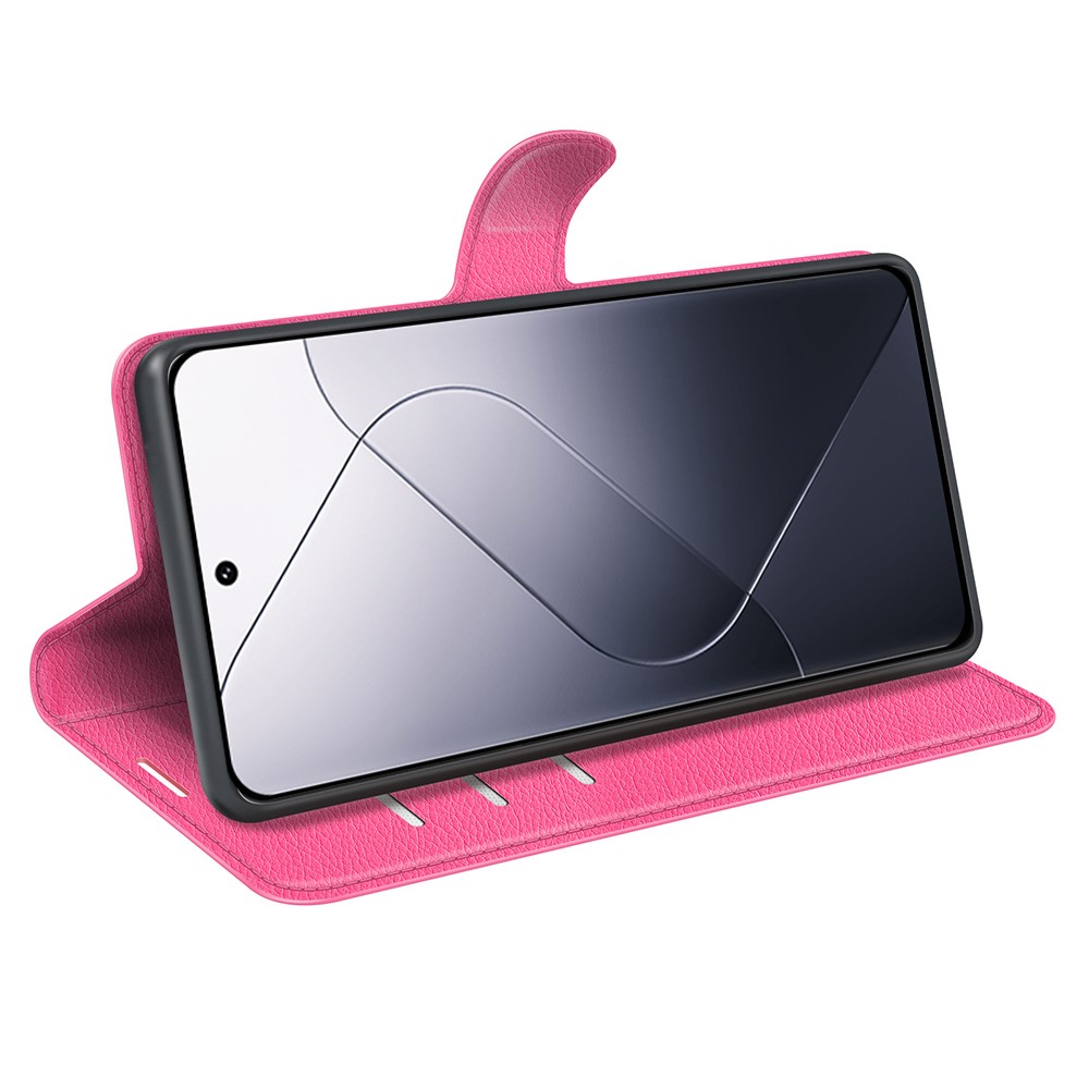  Xiaomi 14 Fodral Litchi Läder Rosa