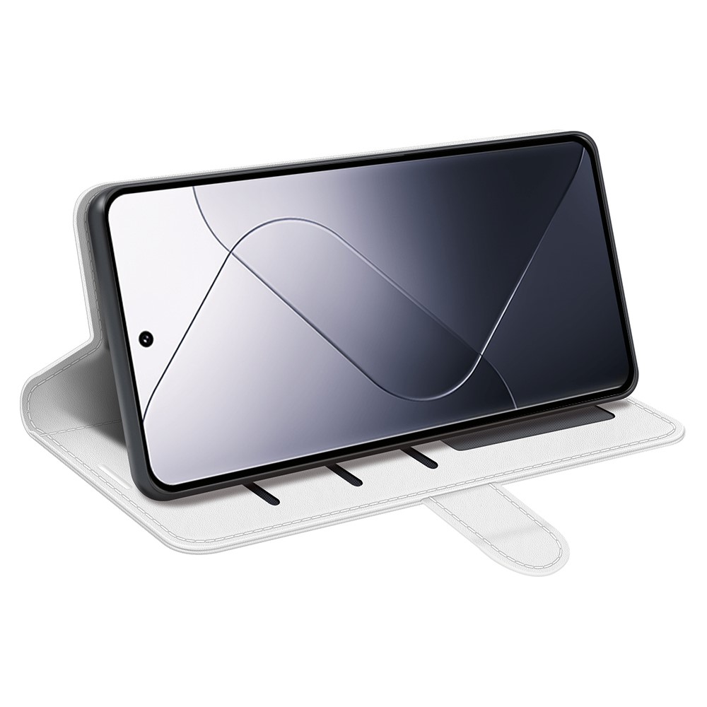  Xiaomi 14 Fodral Crazy Horse Läder Vit
