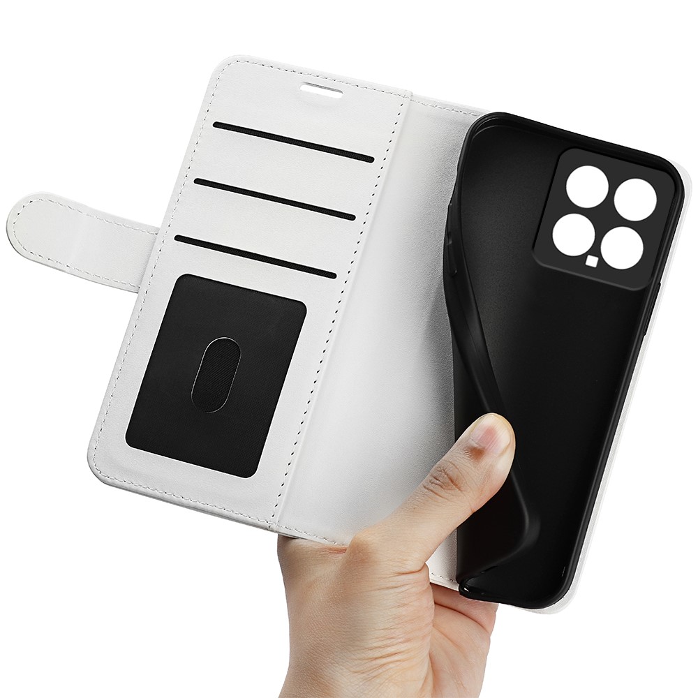 Xiaomi 14 Fodral Crazy Horse Läder Vit