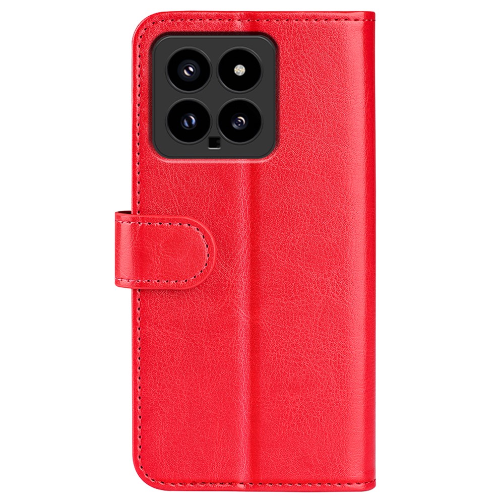  Xiaomi 14 Fodral Crazy Horse Läder Röd