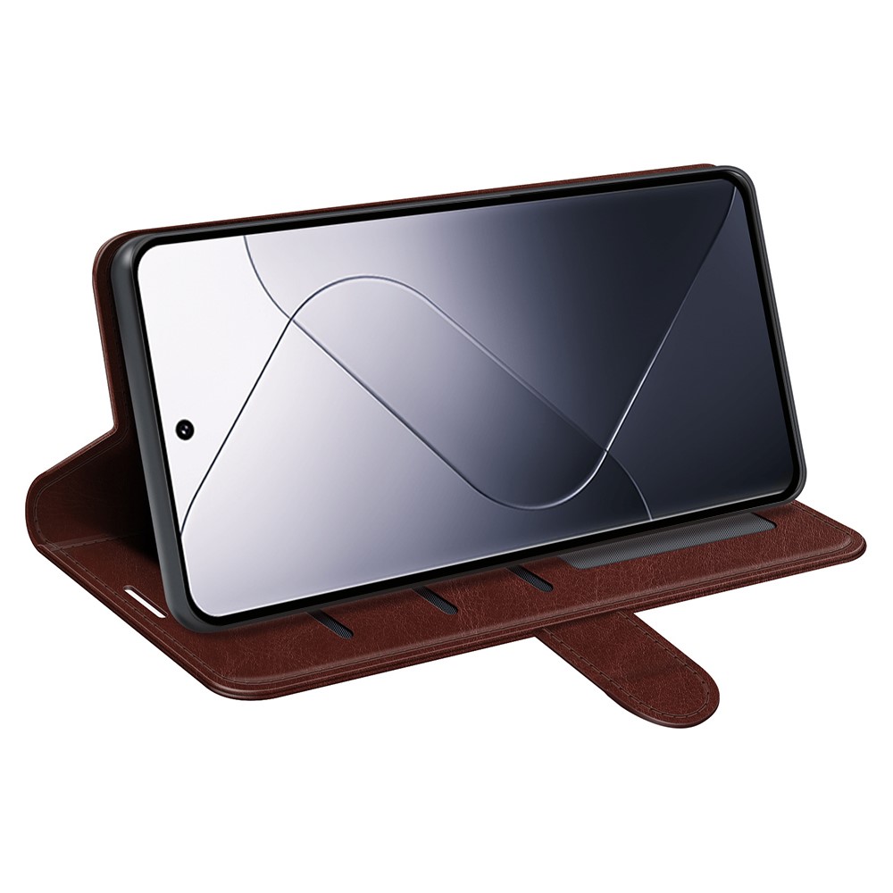  Xiaomi 14 Fodral Crazy Horse Läder Brun