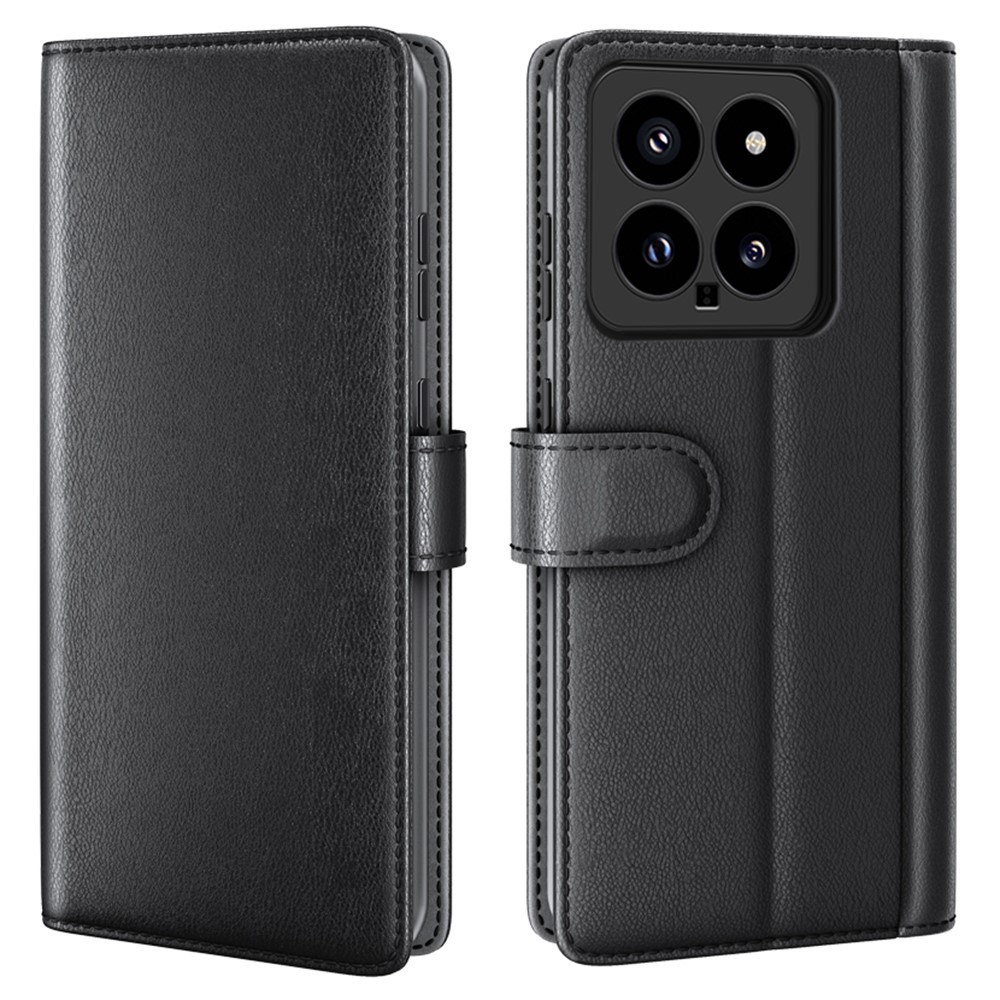  Xiaomi 14 Fodral Premium Äkta Läder Svart
