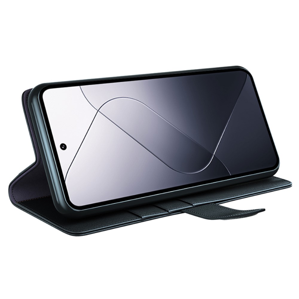 Xiaomi 14 Fodral Premium Äkta Läder Svart
