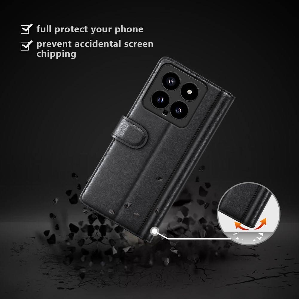  Xiaomi 14 Fodral Premium Äkta Läder Svart