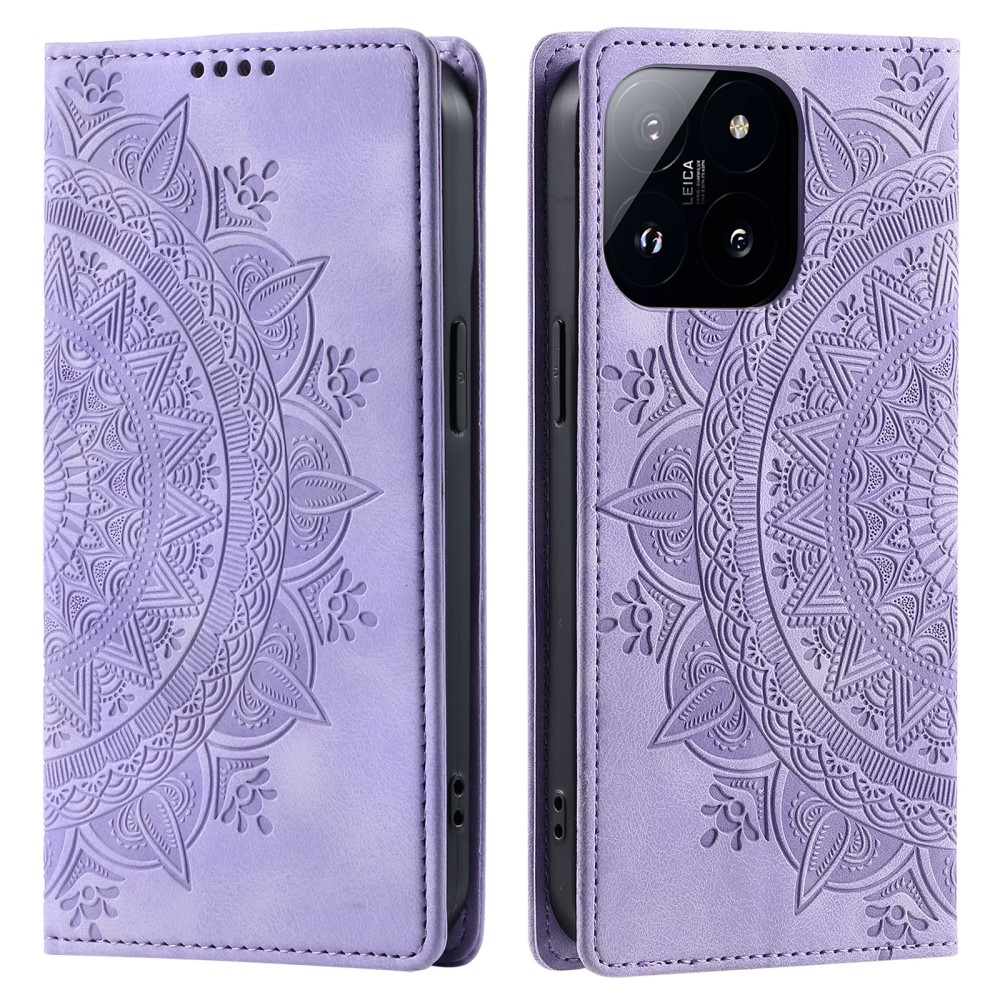  Xiaomi 14 Fodral Mandala Flip Läder Lila