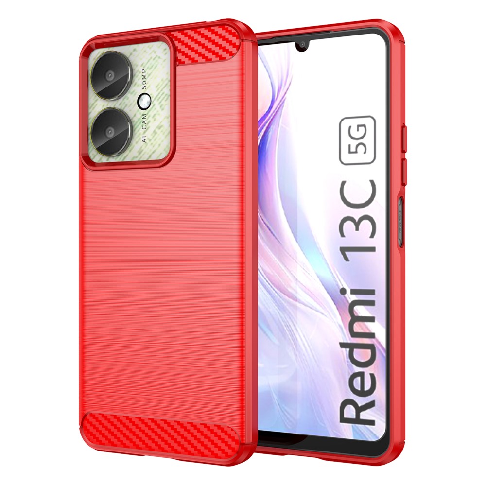  Xiaomi Redmi 13C 4G Skal Borstad Stål Textur Röd