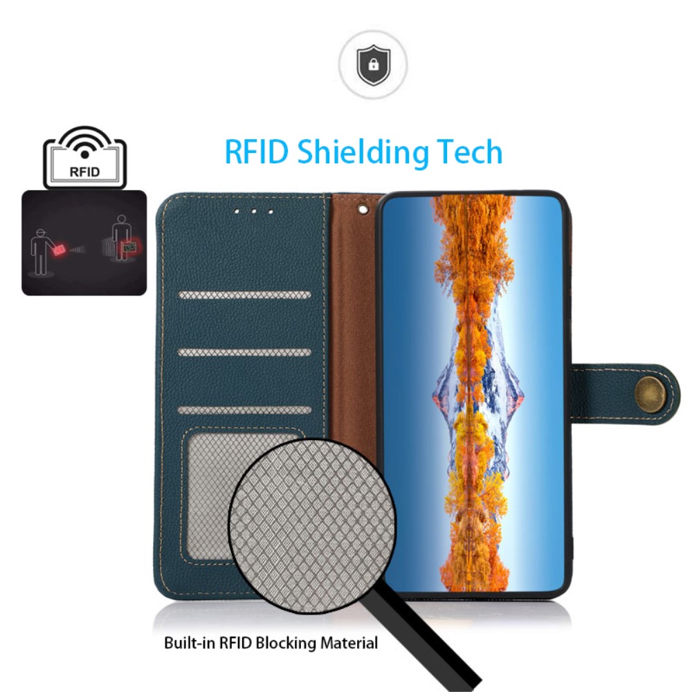 KHAZNEH KHAZNEH Xiaomi 14 Ultra Fodral RFID Äkta Läder Grön