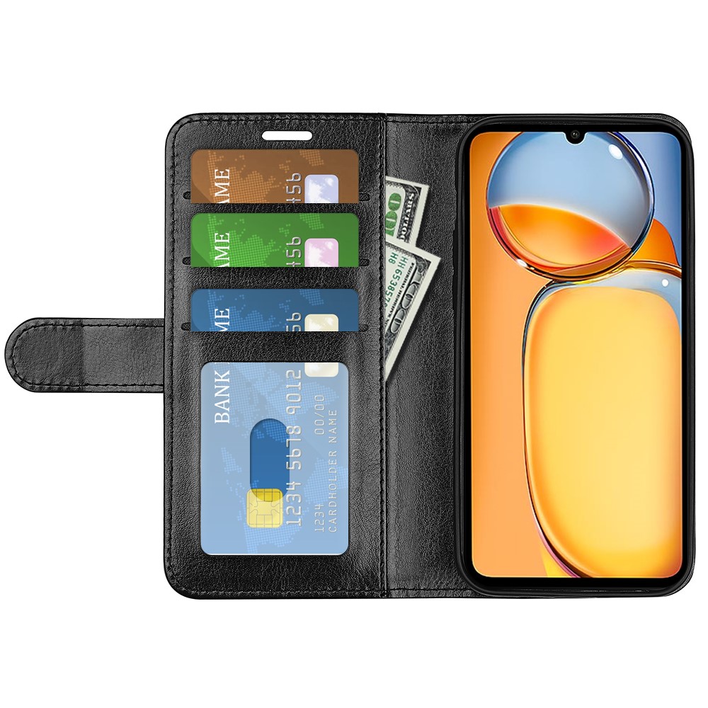  Xiaomi Redmi 13C 4G Fodral Crazy Horse Läder Svart