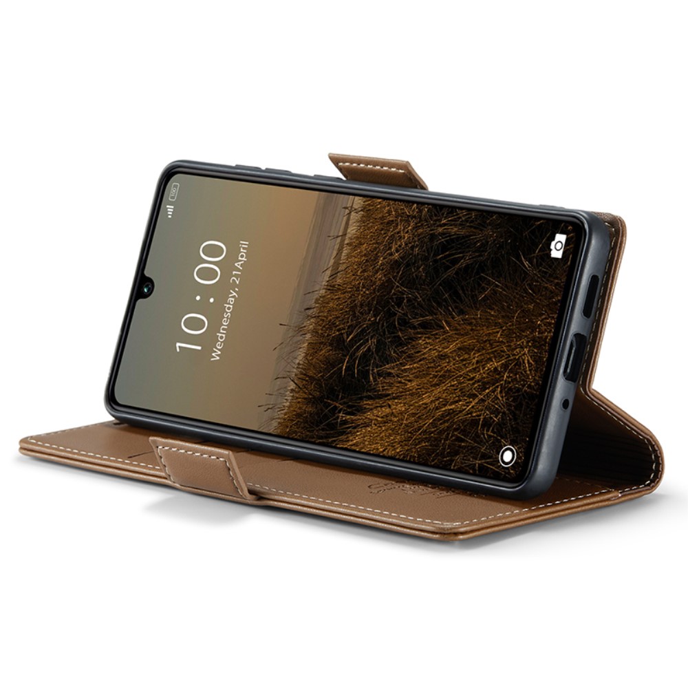 CASEME CASEME Xiaomi Redmi 13C 4G Fodral RFID Litchi Läder Brun