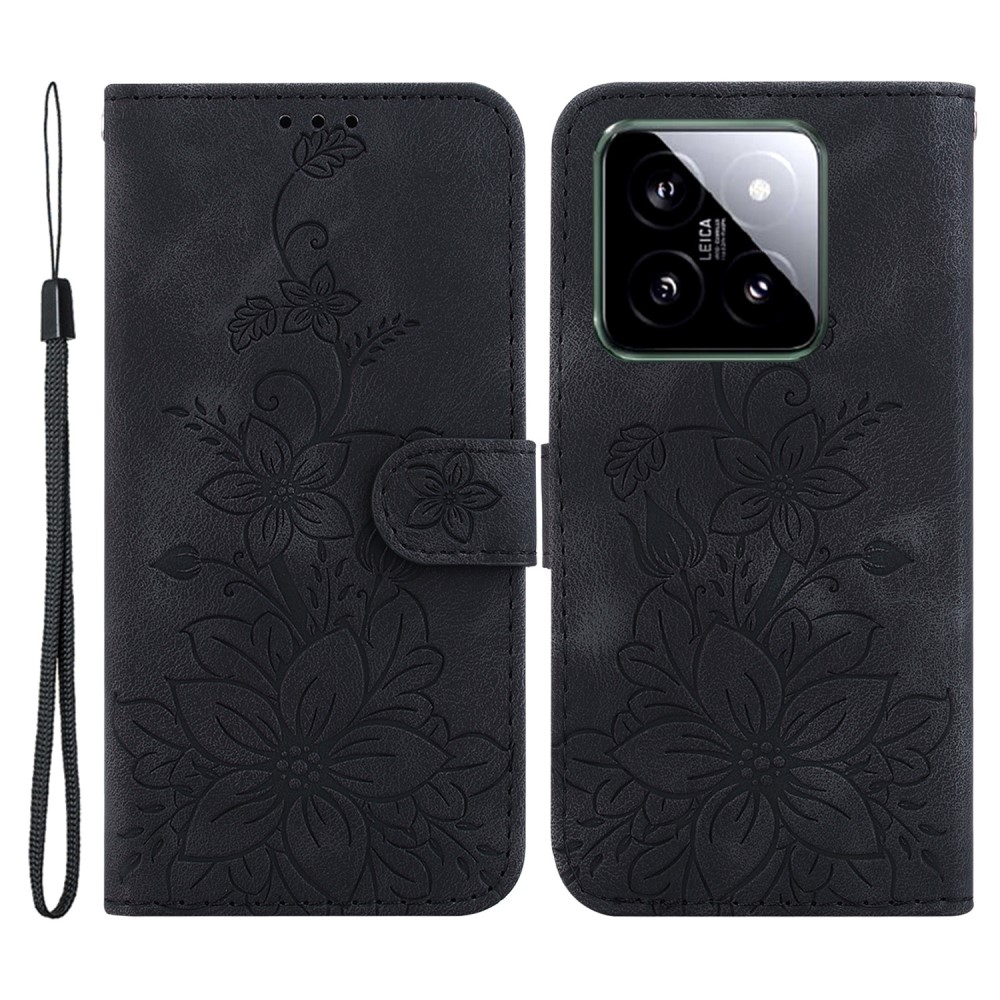  Xiaomi 14 Fodral Blommigt Tryck Svart