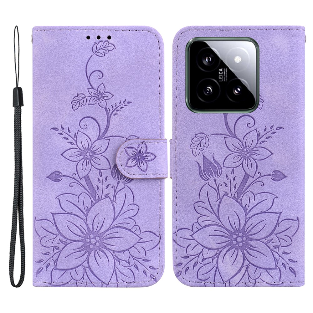  Xiaomi 14 Fodral Blommigt Tryck Lila