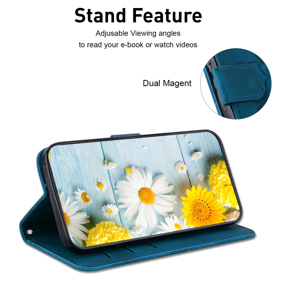  Xiaomi 14 Fodral Blommigt Tryck Mörk Blå