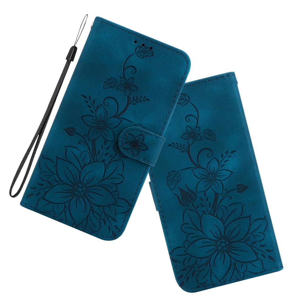  Xiaomi 14 Fodral Blommigt Tryck Mörk Blå