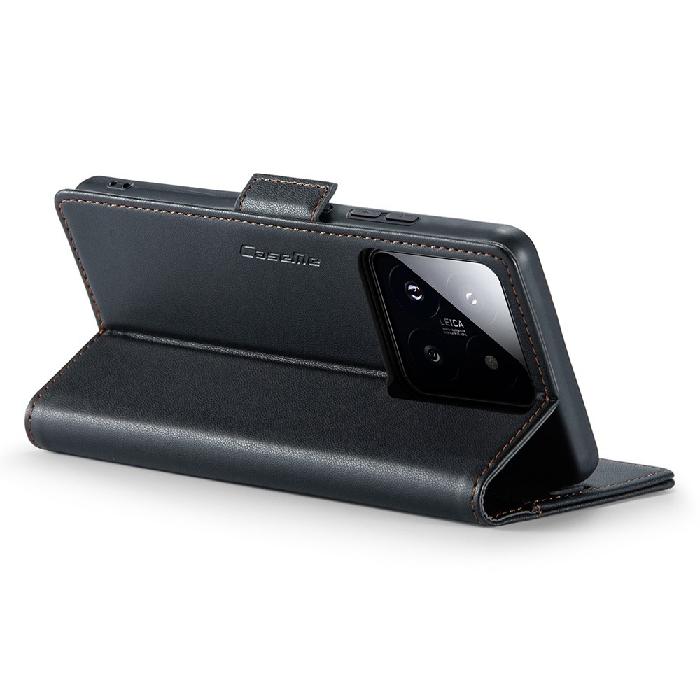 CASEME CASEME Xiaomi 14 Fodral RFID Litchi Läder Svart