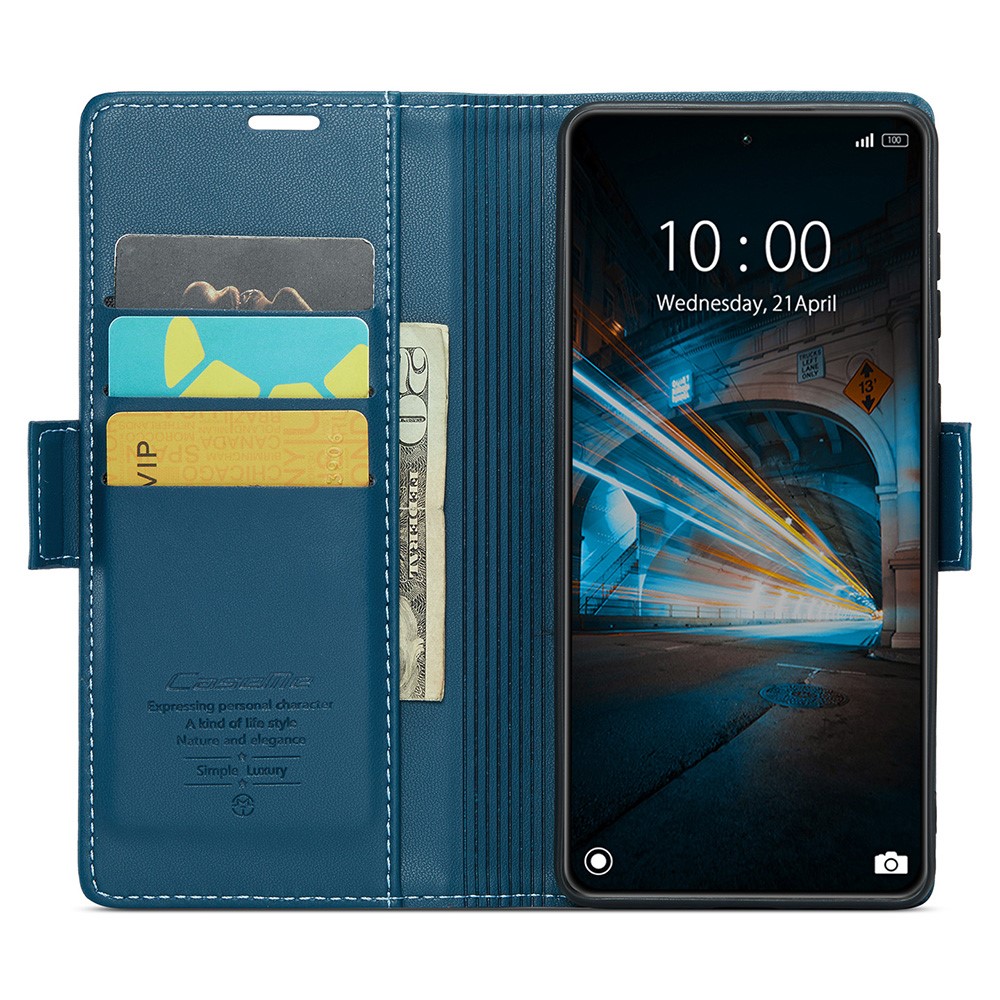 CASEME CASEME Xiaomi 14 Fodral RFID Litchi Läder Blå