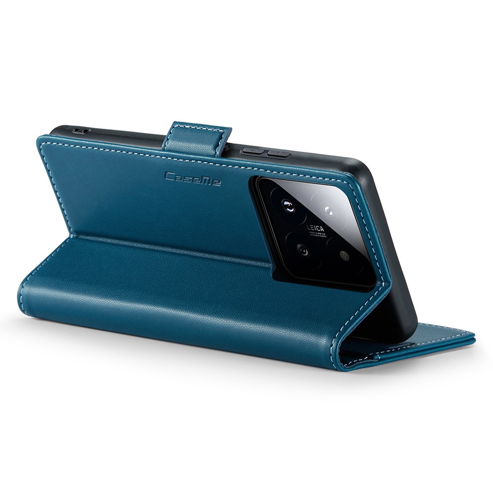 CASEME CASEME Xiaomi 14 Fodral RFID Litchi Läder Blå