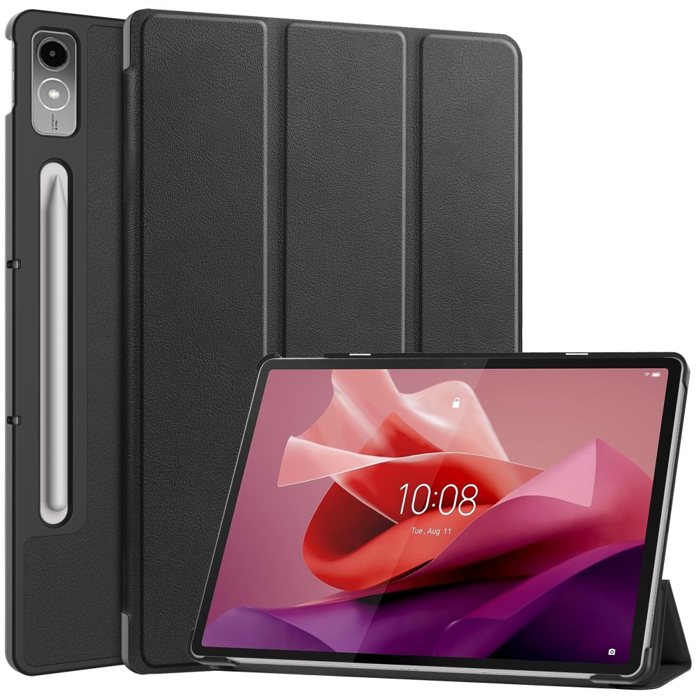  Lenovo Tab P12 Fodral Tri-Fold Läder Svart
