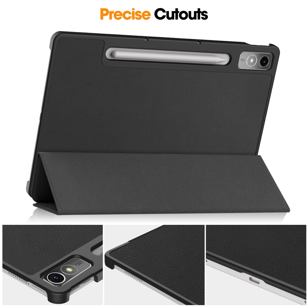  Lenovo Tab P12 Fodral Tri-Fold Läder Svart