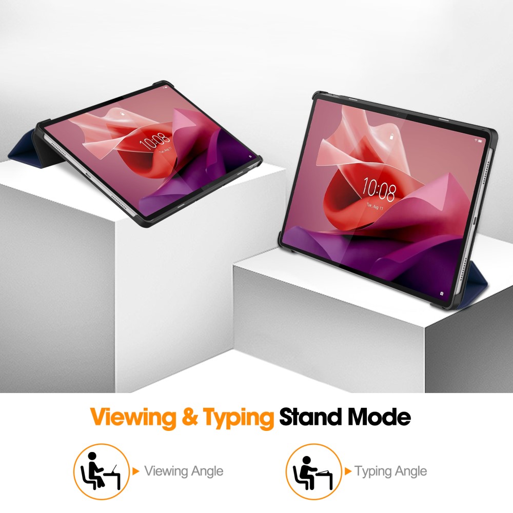  Lenovo Tab P12 Fodral Tri-Fold Läder Mörk Blå