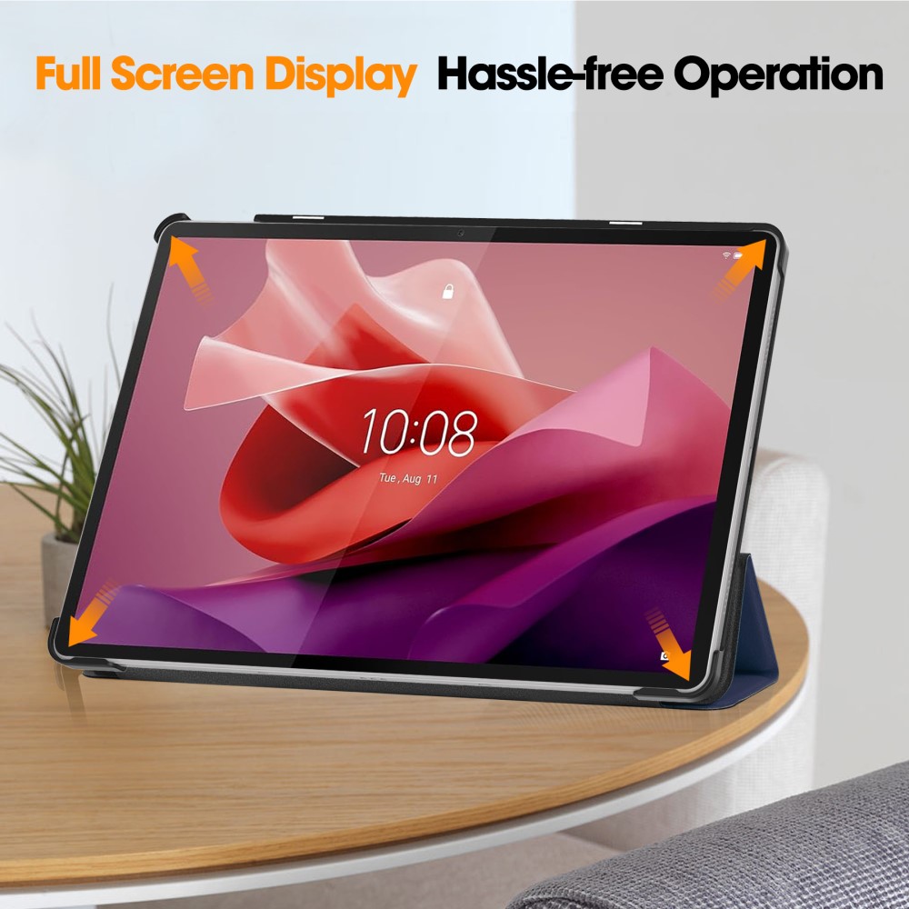  Lenovo Tab P12 Fodral Tri-Fold Läder Mörk Blå