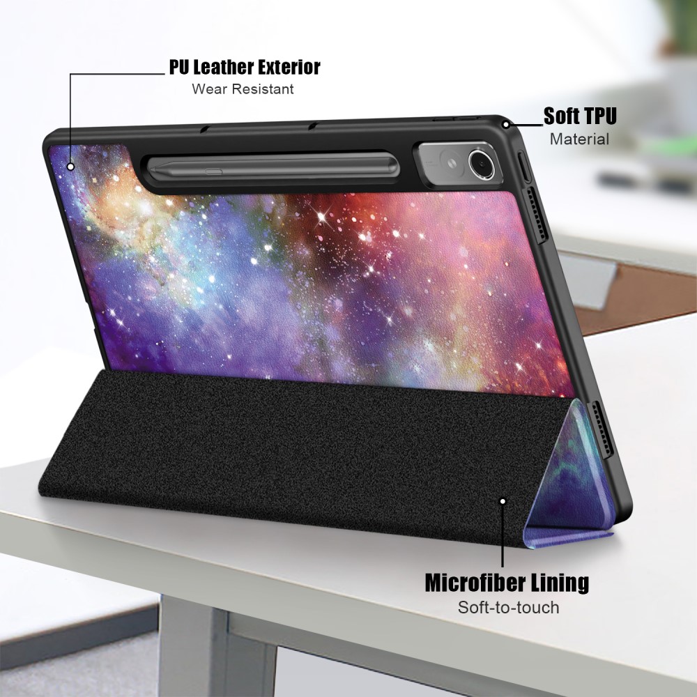  Lenovo Tab P12 Fodral Tri-Fold Läder Cosmic Space