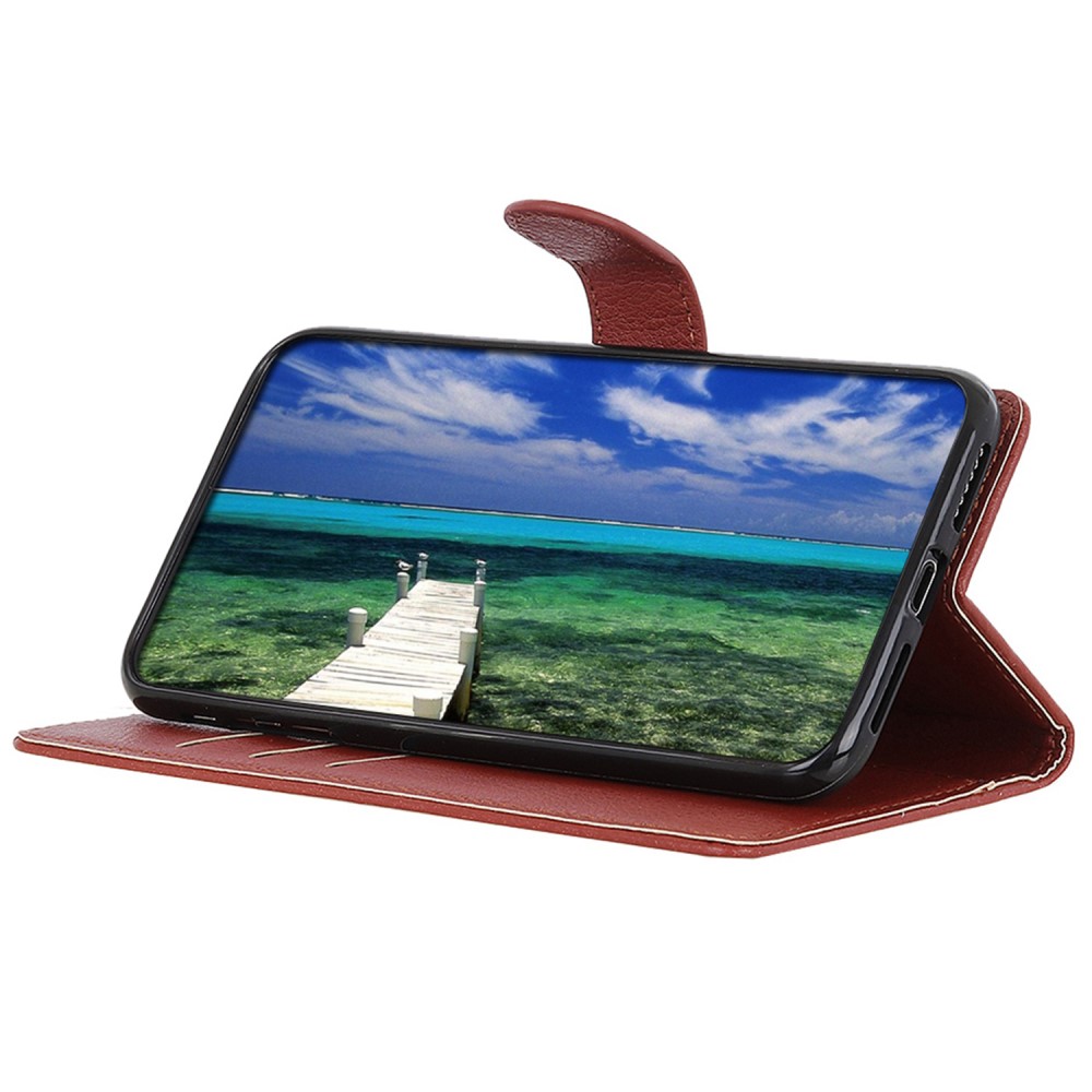  Samsung Galaxy A55 5G Fodral Litchi Läder Brun