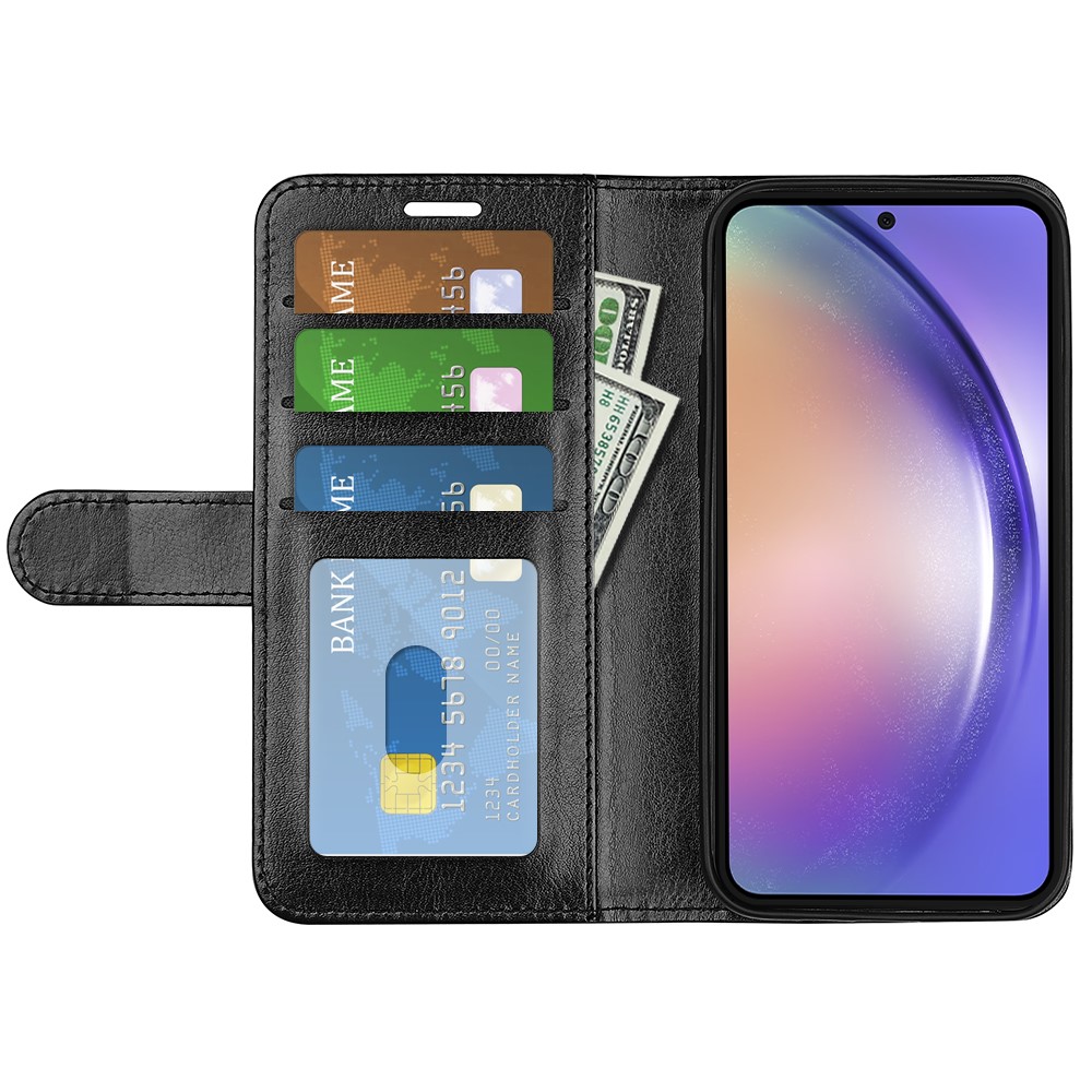  Samsung Galaxy A55 5G Fodral Crazy Horse Läder Svart