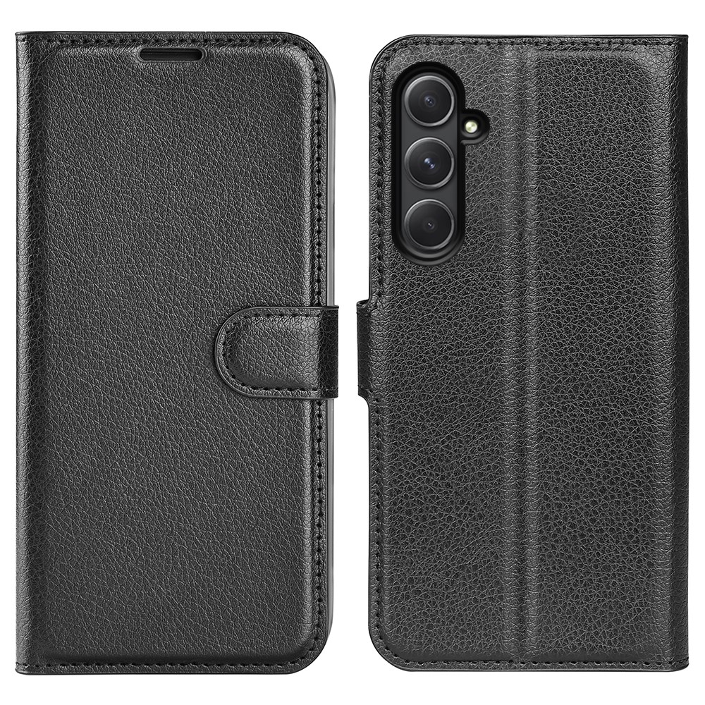  Samsung Galaxy A55 5G Fodral Litchi Läder Svart