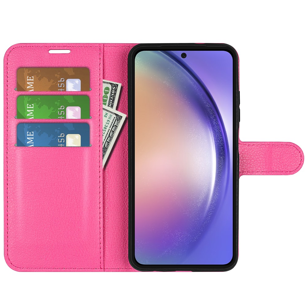  Samsung Galaxy A55 5G Fodral Litchi Läder Rosa