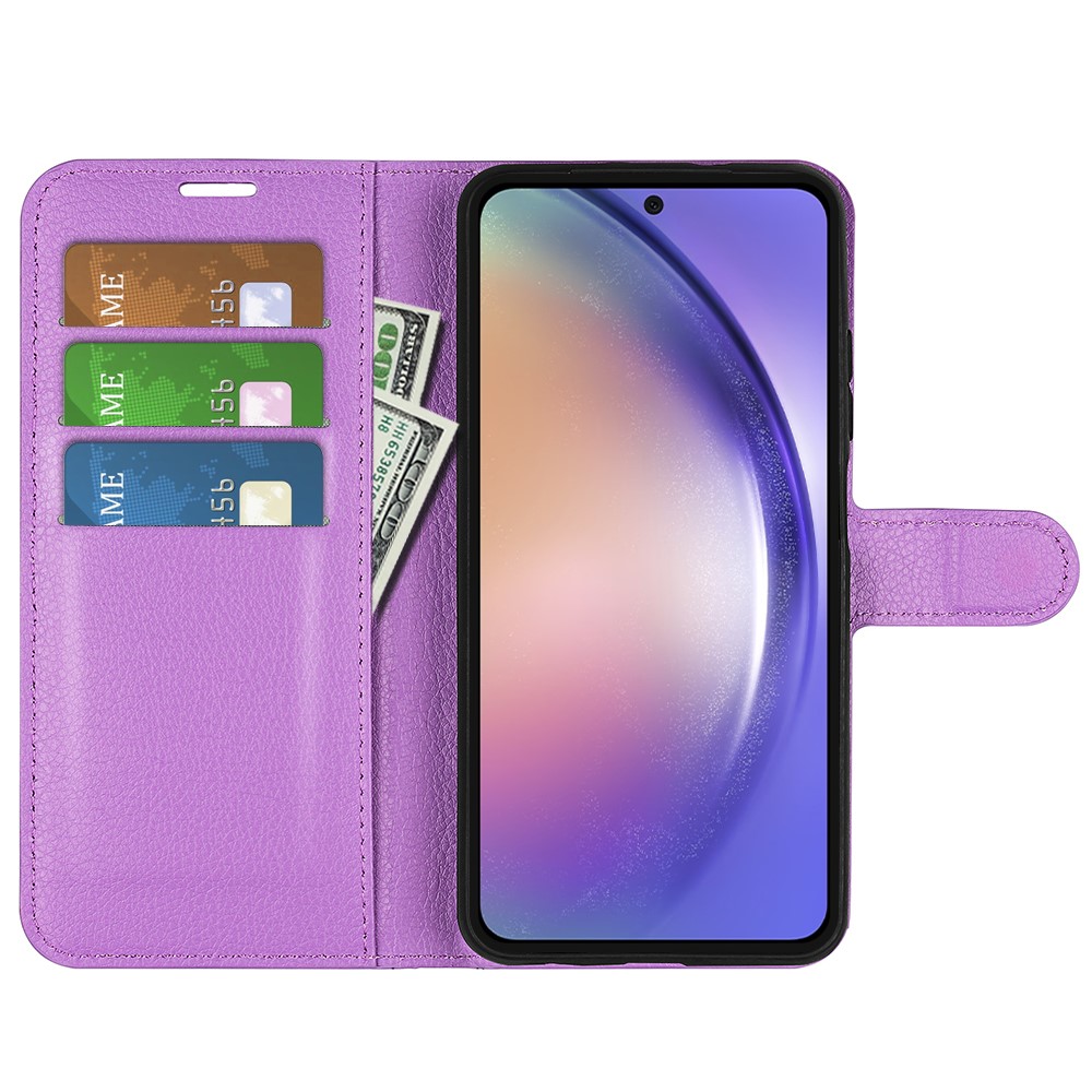  Samsung Galaxy A55 5G Fodral Litchi Läder Lila
