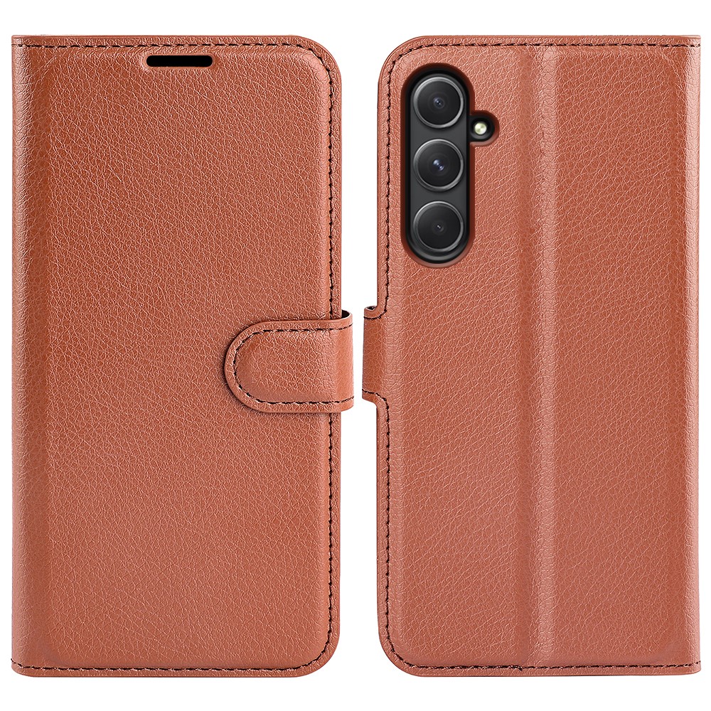  Samsung Galaxy A55 5G Fodral Litchi Läder Brun