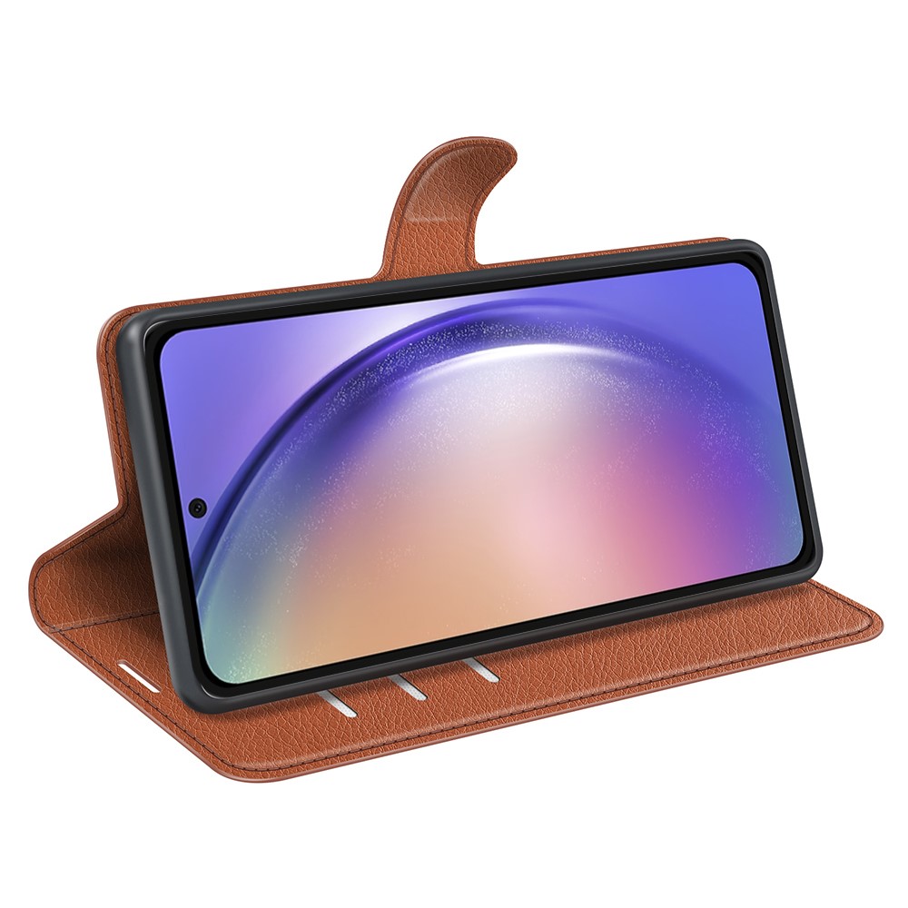  Samsung Galaxy A55 5G Fodral Litchi Läder Brun