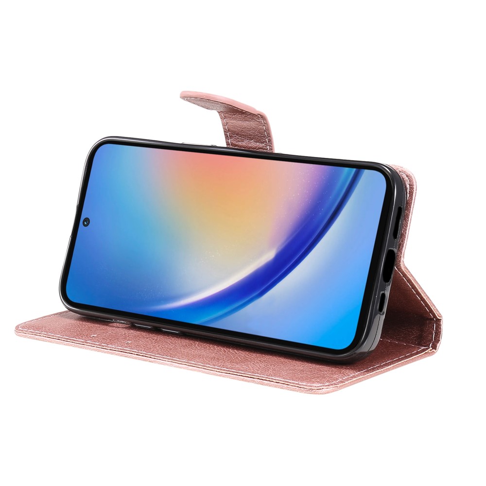  Samsung Galaxy A55 5G Fodral Solid Läder Roséguld