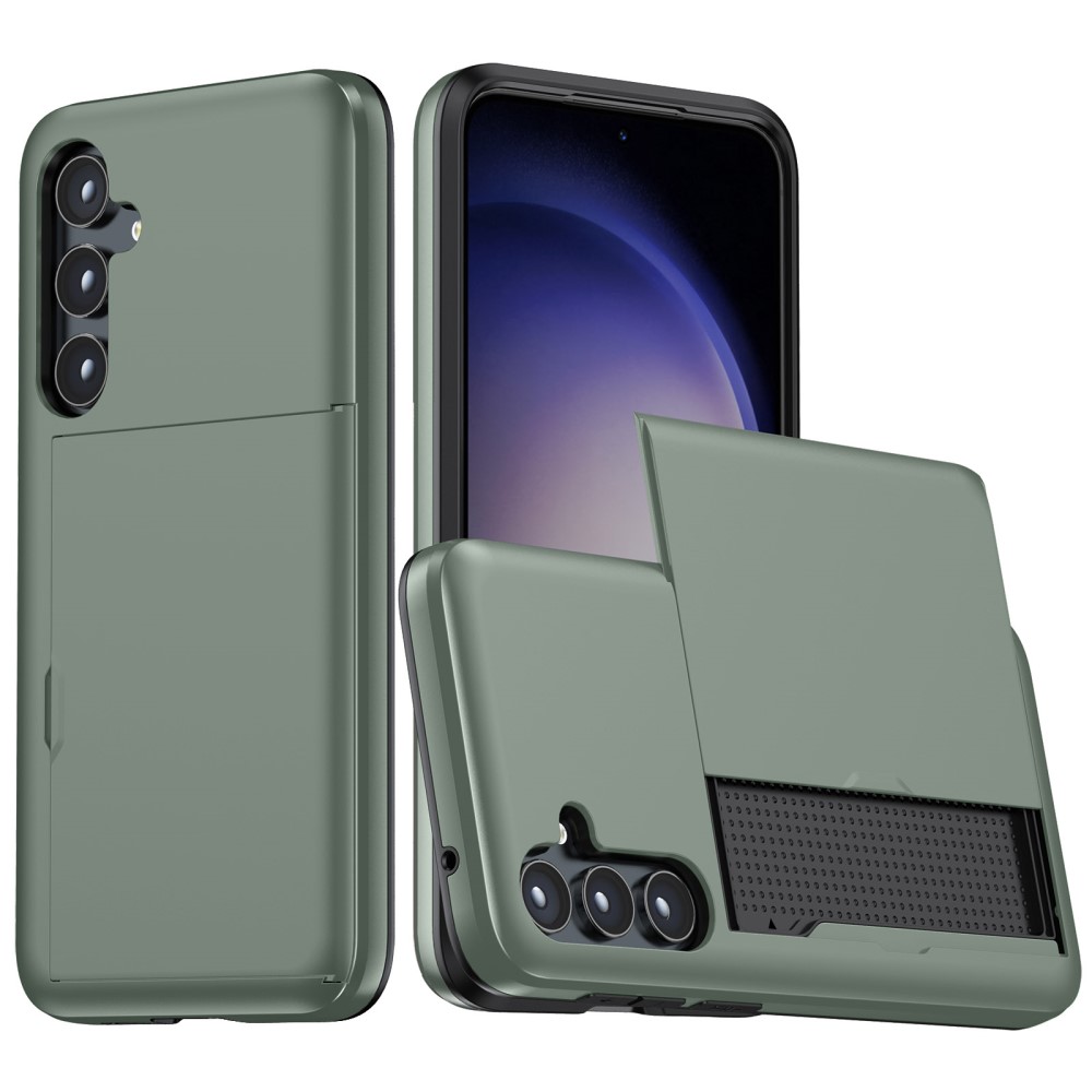  Samsung Galaxy A55 5G Skal Hybrid Med Kortfack Army Green