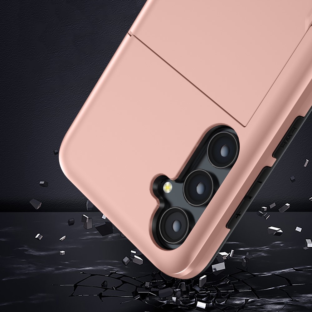  Samsung Galaxy A55 5G Skal Hybrid Med Kortfack Rosa