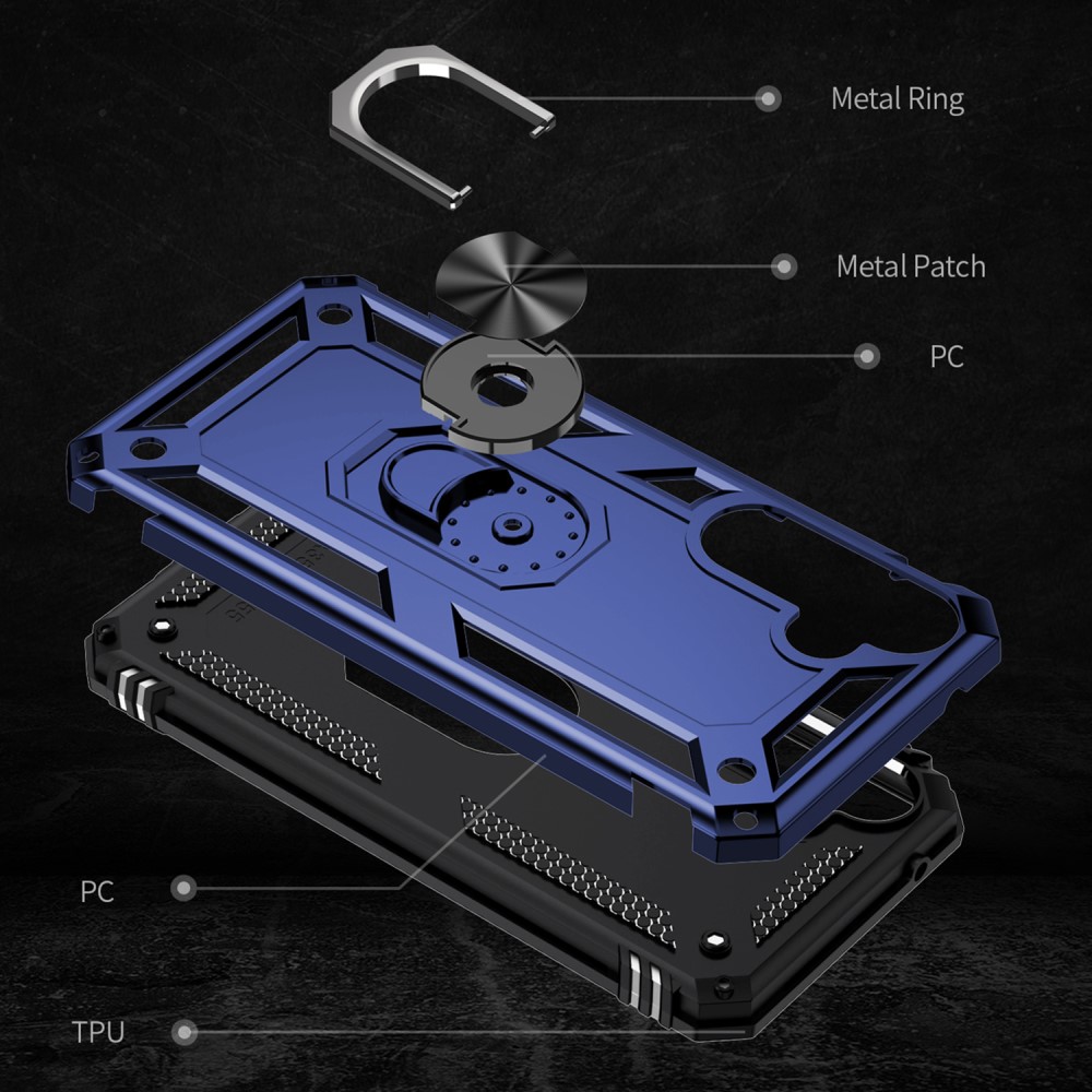  Samsung Galaxy A55 5G Skal Ring Armor Hybrid Blå