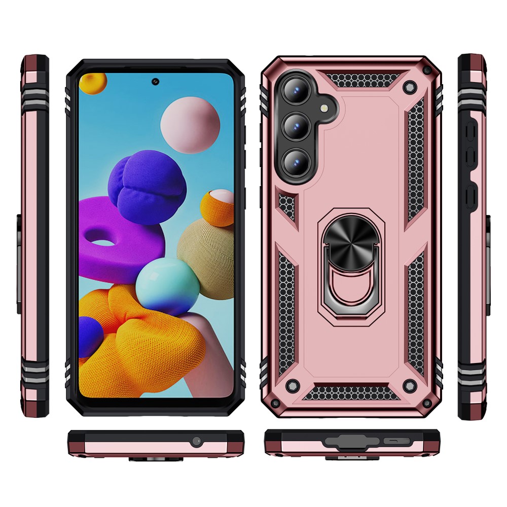 Samsung Galaxy A55 5G Skal Ring Armor Hybrid Roséguld