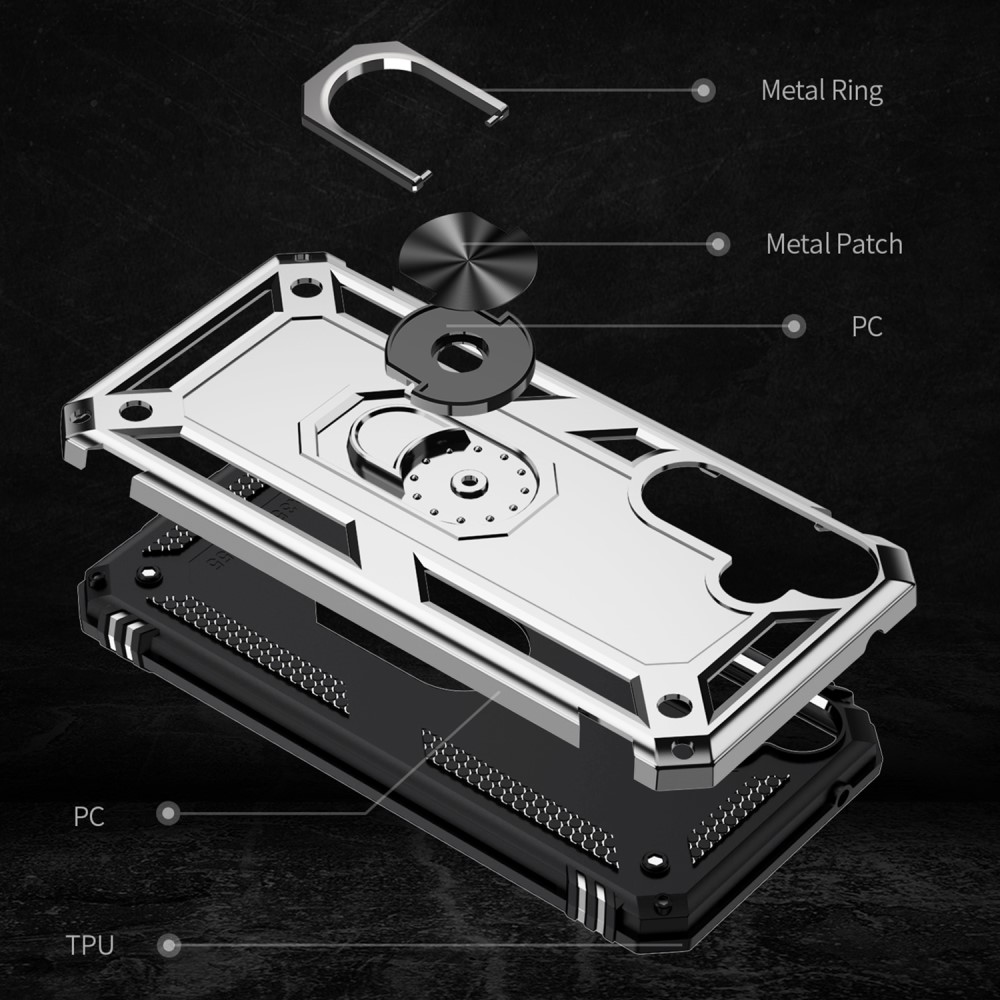  Samsung Galaxy A55 5G Skal Ring Armor Hybrid Silver