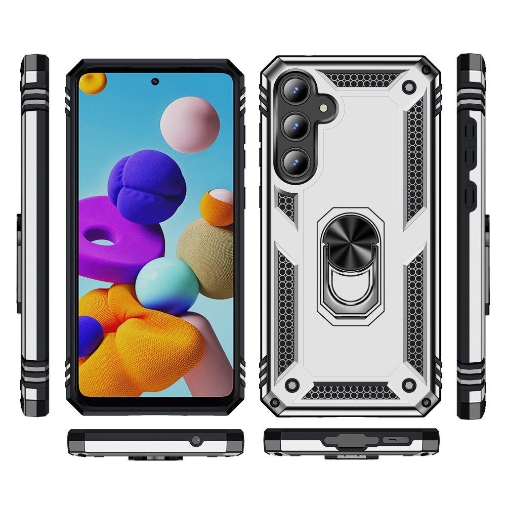  Samsung Galaxy A55 5G Skal Ring Armor Hybrid Silver