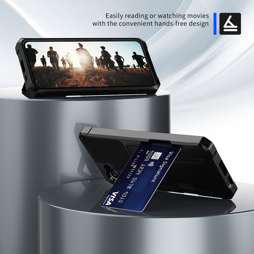  Samsung Galaxy A55 5G Skal Shockproof Med Kortfack Svart