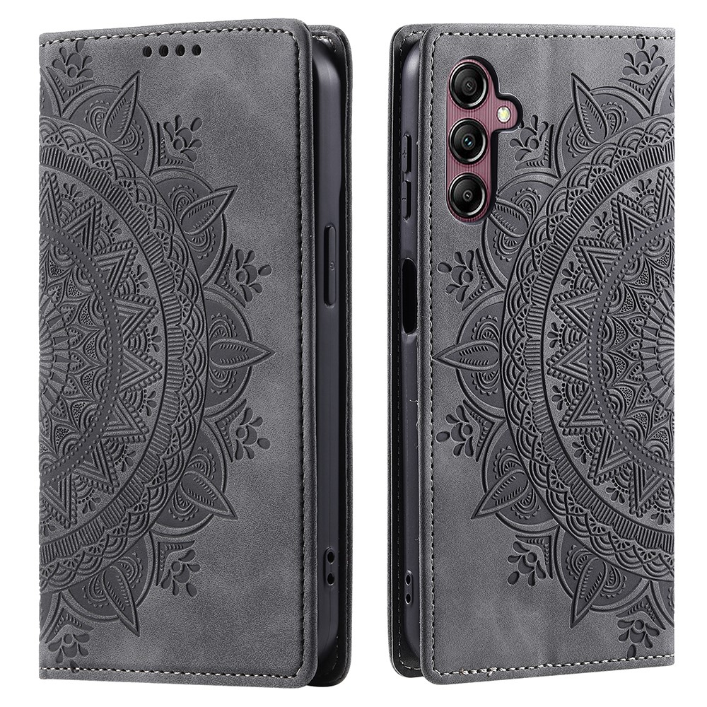  Samsung Galaxy A55 5G Fodral Mandala Flip Läder Grå