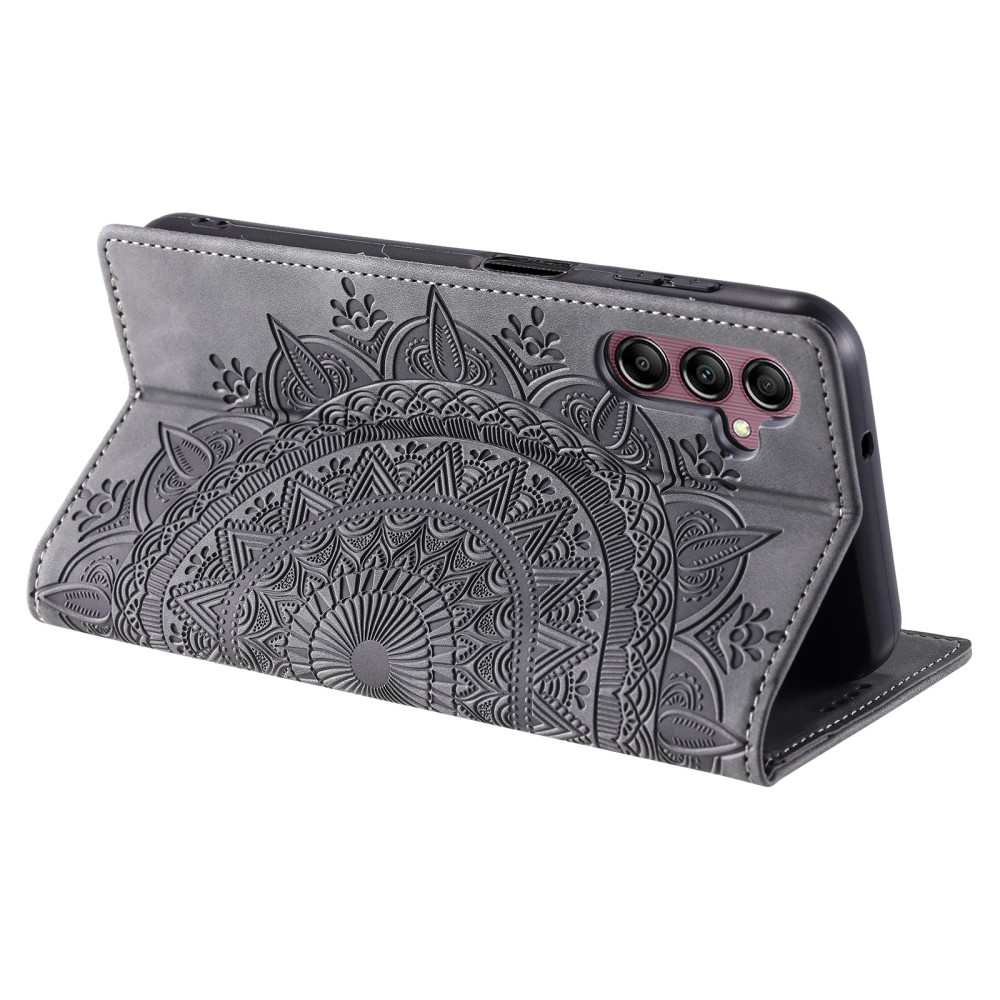  Samsung Galaxy A55 5G Fodral Mandala Flip Läder Grå