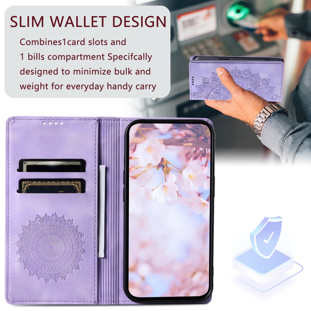  Samsung Galaxy A55 5G Fodral Mandala Flip Läder Lila